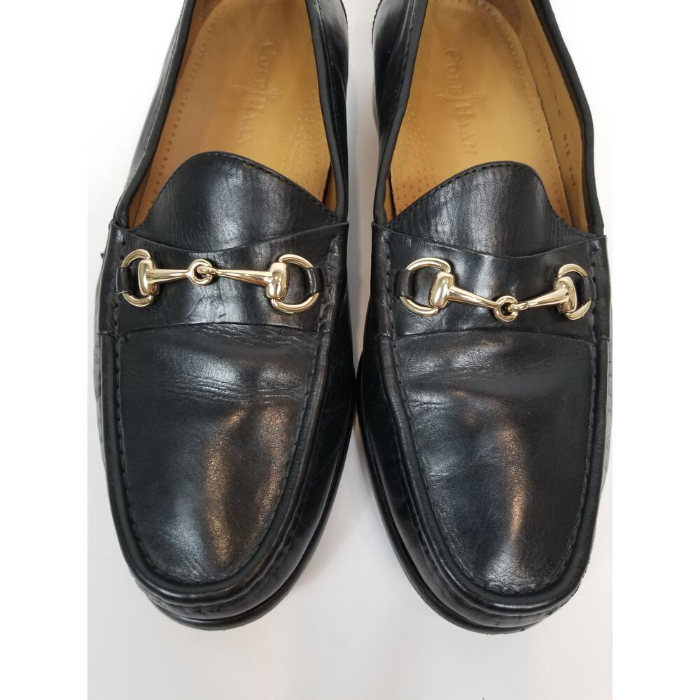 Cole Haan Men's Ascot II Black Leather Loafers Gold Horse Bit Casual Size 9 - Picture 4 of 10
